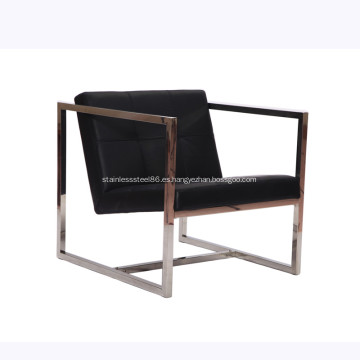 Sillón de salón de acero inoxidable pulido con ángulo